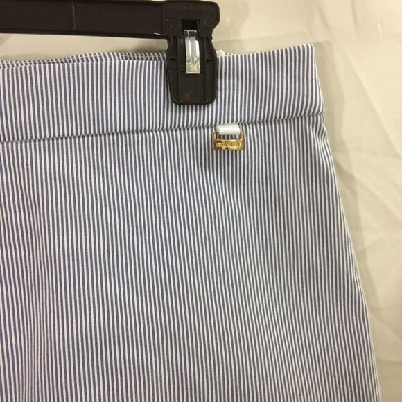 Anne Klein Pull-On Shorts L Stripe Stretch Scalloped Hem Railroad Stripe - Picture 4 of 5